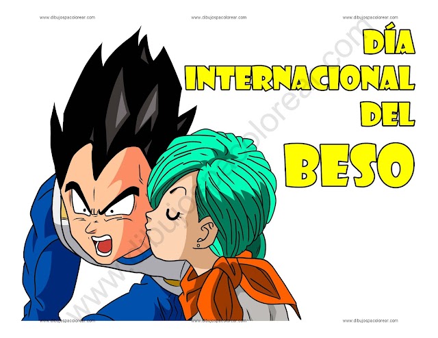 Día Internacional del Beso - dibujo a color y para colorear